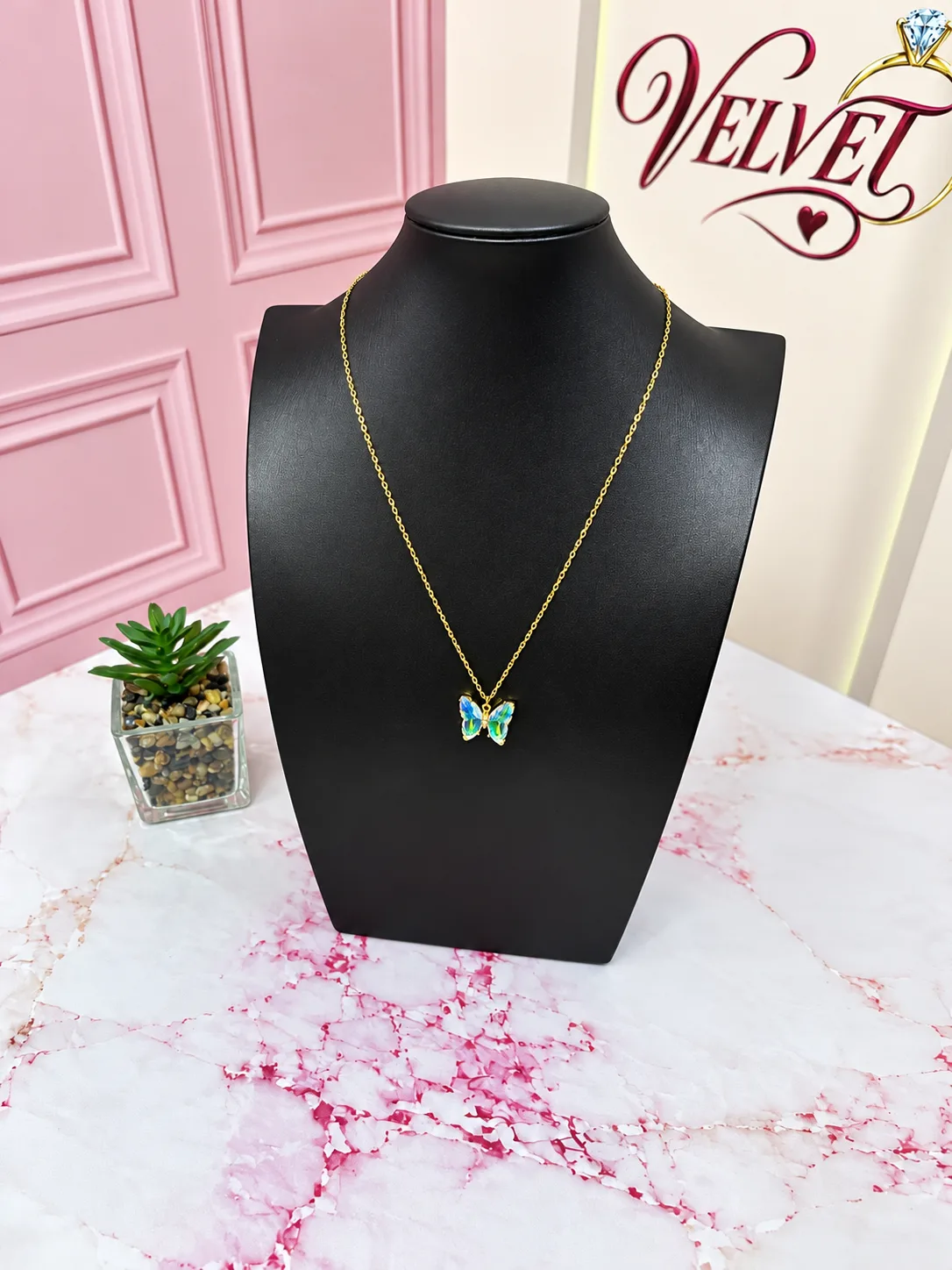 Collar Mariposa Turquesa