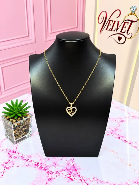 Collar Dorado Corazón Doble