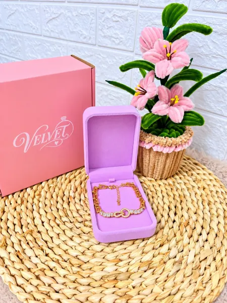 Pulsera  Dorado Eslabones con Brillantes
