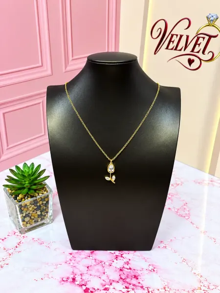 Collar Tulipán Blanco Dorado