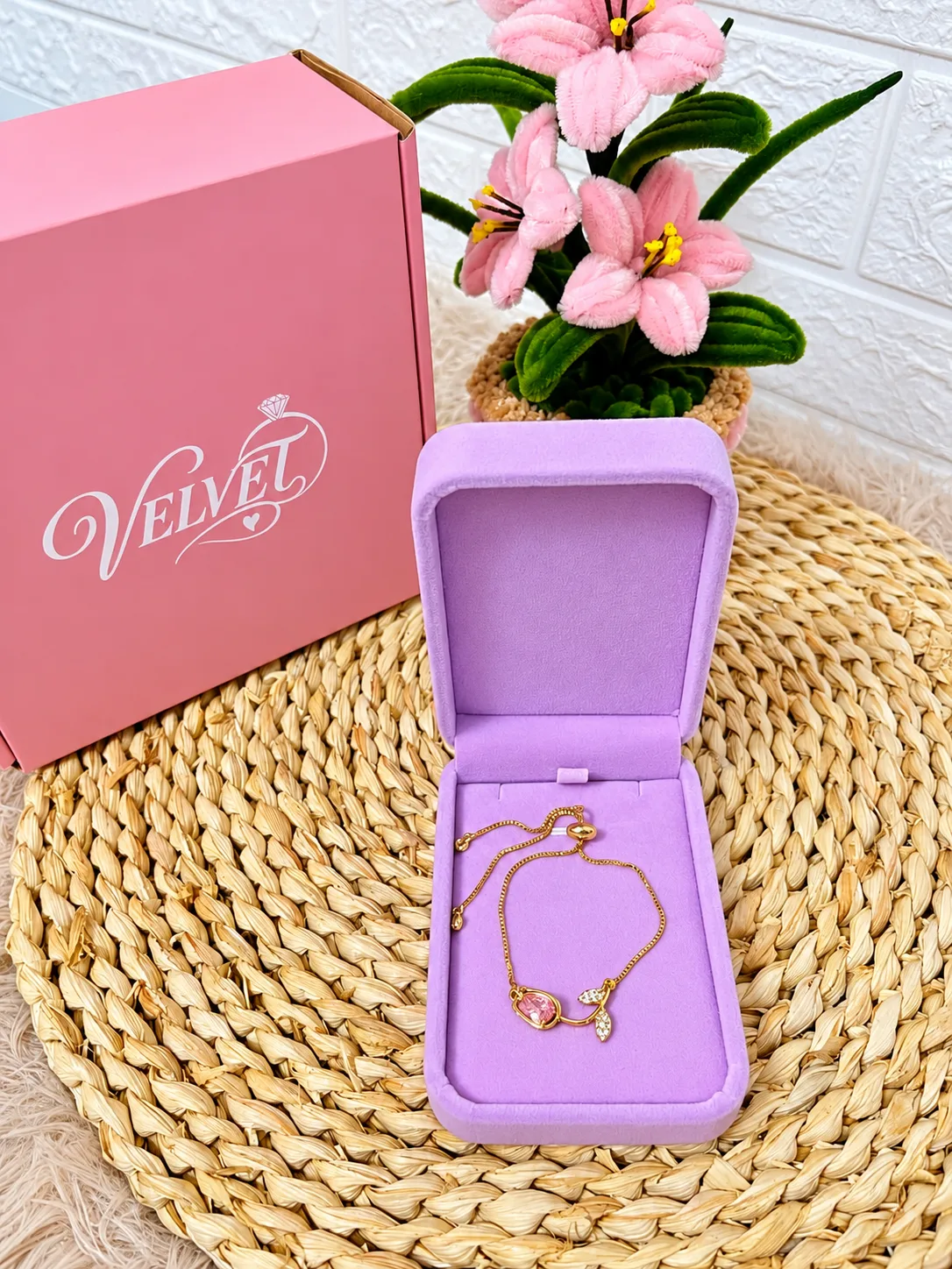 Pulsera Ajustable Tulipàn Dorado Rosado