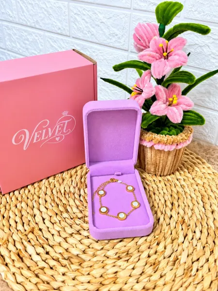Pulsera Dorado de Nácar Redondo