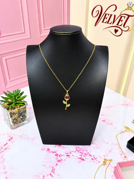 Collar Dorado Tulipàn Rojo