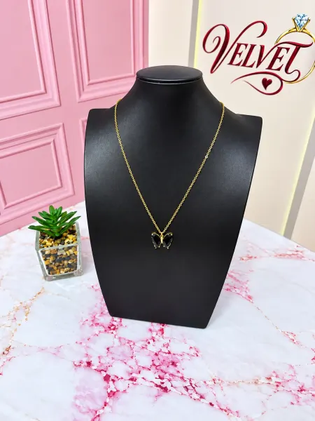 Collar Dorado Mariposa Negra
