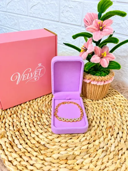Pulsera Dorado Eslabones Brillantes