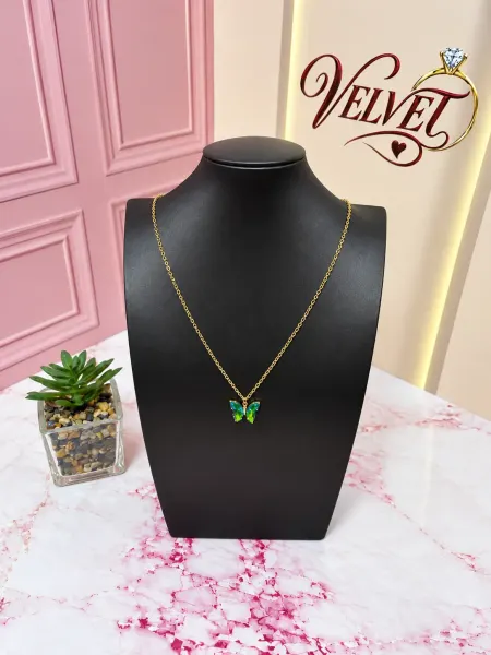 Collar  Dorado  Mariposa Verde