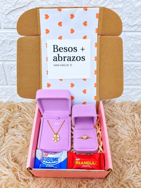 Pack Collar Flor y Anillo Pandora Rosa
