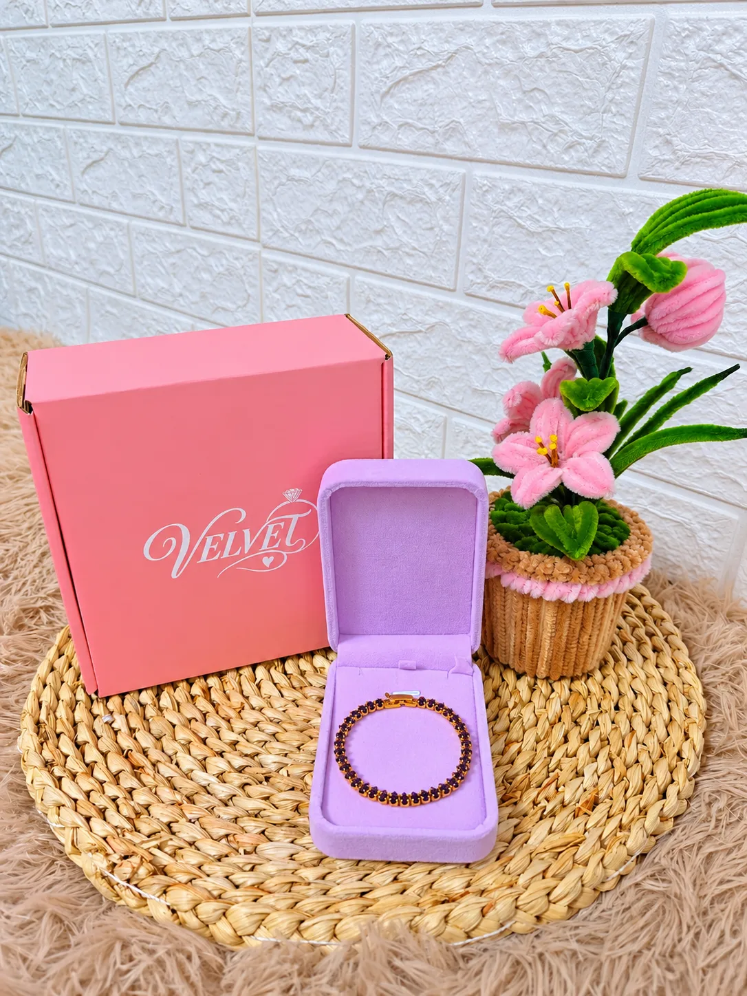 Pulsera Dorado Tenis Lila