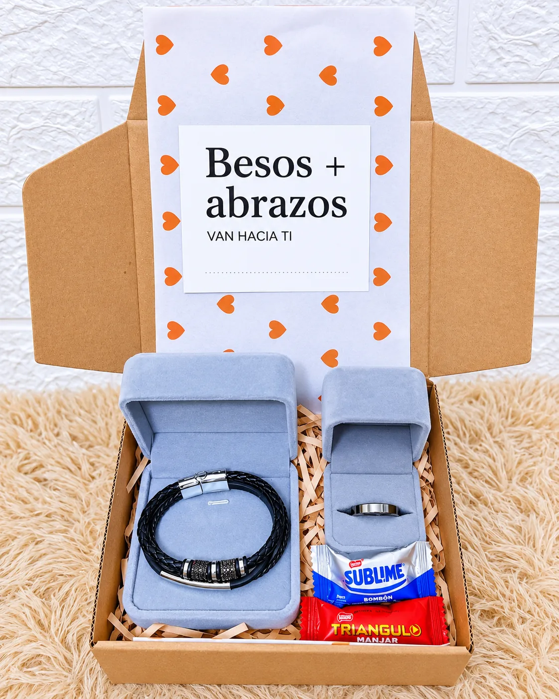 Pack Pulsera de Cuero y Anillo Plateado