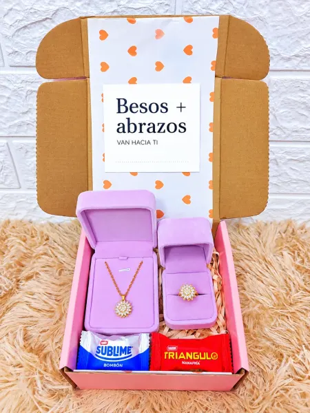 Pack Collar  y anillo Girasol  Giratorio